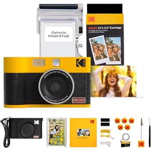 KODAK Mini Shot 2 Era Regalo di Natale 4PASS 2-in-1 Fotocamera Istantanea & Stampante Fotografica (Fotocamera Istantanea + 8 Fgoli inclusi + Pacchetto accessori e 30 Fogli, Giallo)