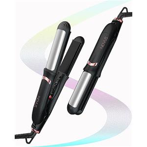 NOVUS Mini piastra per capelli, piccola piastra in ceramica 2 in 1, piastra per capelli da viaggio a doppia tensione, riscaldamento rapido, nero