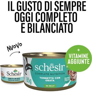 Schesir Tonnetto con Orata in Gelatina - Cibo Umido per Gatti Adulti - 85 g