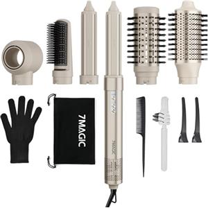 7MAGIC Air Styler 6 In 1, Asciugacapelli Ionico, Spazzola Rotante Per Capelli, Arricciacapelli Automatico, Spazzola Lisciante, Senza Danni Da Calore, Asciugatura Rapida, Con Borsa Da Viaggio