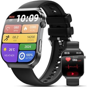 Lgnitek 2026 Nuovo Smartwatch con ECG, 2.2" Curvo Orologio ????li???????????????????? 24H Pressione Sanguigna/Frequenza Cardiaca/HRV/SpO2/Acido Urico/Lipidi/Sonno per Uomo Fitness Tracker,IP68 iOS Android