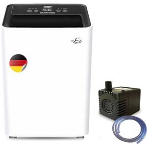 Comedes Demecto 10 eco deumidificatore (10 l/24 h) + pompa a condensa PowerDrain, adatto per ambienti fino a 50 m², basso rumore, efficienza energetica, con tubo 3 m