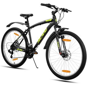 HH HILAND HILAND Mountain Bike 27,5", 18 Velocità, MTB per Uomo e Donna, Freni a Disco Doppi, Forcella Ammortizzata, Bicicletta da Montagna per Adulti, Giallo