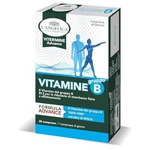 L'Angelica Vitermine Advance, Vitamine Gruppo B, B12, Integratore Alimentare con Estratto di MACA, Senza Glutine, Lattosio, Vegano, 1 Confezione da 30 Compresse
