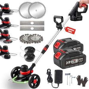 GfsGsjzc Decespugliatore a Batteria con Spazzola, 24V Decespugliatore Multifunzione 4 in 1 (BRUSHLESS, Larghezza Taglio 30cm, 2x 4.0Ah Batteria) Telescopica Tagliabordi Elettrico da Giardino