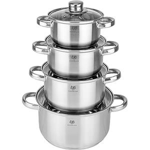 KARL HAUSMANN Set Pentole Acciaio Inox 4 Pentole Induzione, 1.3-4.7 L
