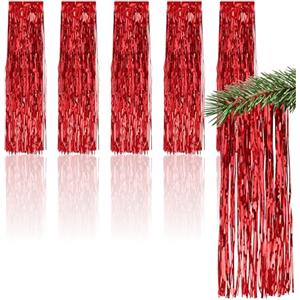 COM-FOUR® 5x Orpello per Natale - Ghirlanda di orpelli in rosso - Decorazione natalizia per l'albero di Natale - 50 cm (rosso - 05 pezzi)