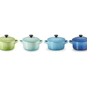 Le Creuset Set di 4 Mini Cocotte in Gres Vetrificato, 250 ml, Design Classico, Colori Vari