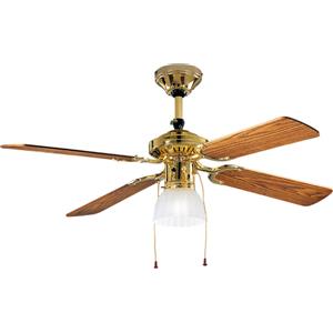 Perenz Ventilatore da Soffitto con luce Perenz 7064 OL Ottone - Ø 105 cm, 4 Pale, 3 Velocità, Motore AC 50W, Silenzioso, Attacco Lampadina E27