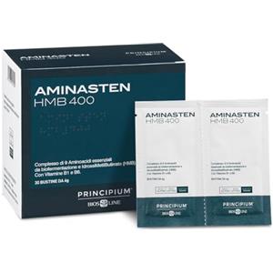 BIOS LINE Aminasten HMB 400, Integratore Alimentare, Riduce Stanchezza e Affaticamento, Bustine Solubili, Gusto Gradevole, Senza Glutine e Lattosio (30 Bustine Solubili)