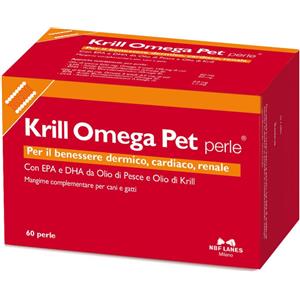 NBF LANES Krill Omega Pet - Mangime Complementare per Cani e Gatti con 60 Perle di Omega-3 Essenziali