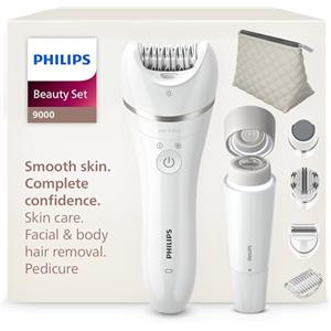 Philips Beauty Set Serie 9000 - Set all-in-one per tutto il corpo, epilatore senza fili, wet & dry, 6 accessori, modello BRE770/92