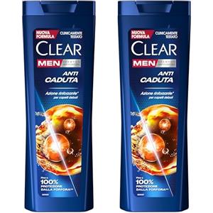 Clear Men Shampoo Antiforfora per capelli fragili Anti Caduta fino al 100% di protezione dalla forfora* 2x 360 ml