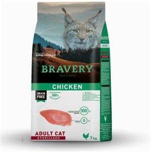 BRAVERY Crocchette per Gatti Adulti Sterilizzati al Pollo - 7 kg