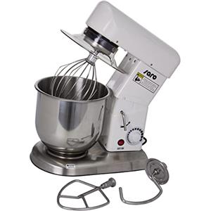 SARO FP 107 - Planetaria con gancio per impastare, frusta e sbattitore piatto, contenitore in acciaio inox da 7,5 l, velocità continua, da 0,5 kW