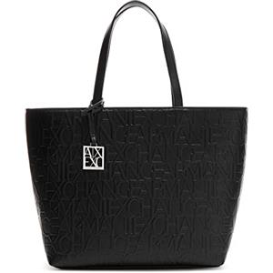Armani Exchange Borsa Shopper Donna Nero - 28x40x11 cm, Doppio Manico, Chiusura con Cerniera