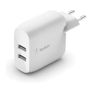 Belkin Doppio caricabatteria da parete USB-A da 24 W Boost Charge (per iPhone 14, 14 Plus, 14 Pro, 14 Pro Max, iPhone 13, iPhone 12, Samsung Galaxy S23, S23+, S22, Pixel e altri)