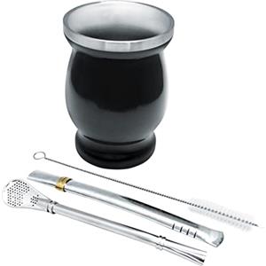Nerthus FIH 851 kit mate con bicchiere doppia parete e bombillas ideale per preparare e bere mate