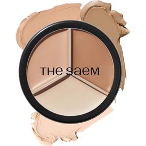 The Saem THESAEM Cover Perfection Triple Pot Concealer - Correttore 3 in 1 con copertura totale. Copre imperfezioni, occhiaie, macchie ed è ideale per illuminare e contouring 02 Contour Beige