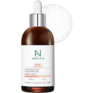 Coreana AMPLE:N Fiala VC Shot 3,38 fl. oz. (100 ml) - Siero viso schiarente antietà per la pelle, riduce le linee sottili, i danni del sole, per macchie scure, pelle radiosa, pelle uniforme e tonica