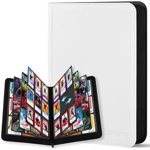 WITHYU 9 Album Collezionista per Carte - 540 Carte Capacità, Portacarte Impermeabile e Antigraffio con Inserimento Laterale per TCG/Sport, Design Senza Anelli e Cerniera (Bianco)