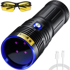 DARKBEAM Torcia UV 365nm LED Torce Luce nera ultravioletta, Lampada di Wood Portatile USB ricaricabile 50W, Rilevare di urina animale domestico, per Minerale, Ambra, polimerizzazione della resina