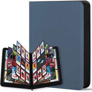 WITHYU 9 Album Collezionista per Carte - 540 Carte Capacità, Portacarte Impermeabile e Antigraffio con Inserimento Laterale per TCG/Sport, Design Senza Anelli e Cerniera (Blu Indaco)