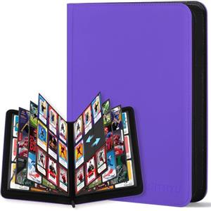 WITHYU 9 Album Collezionista per Carte - 540 Carte Capacità, Portacarte Impermeabile e Antigraffio con Inserimento Laterale per TCG/Sport, Design Senza Anelli e Cerniera (Viola)