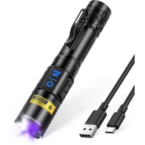 DARKBEAM Torcia UV 395 nm luce nera alto lumen LED potente, lampada di wood ricaricabile USB Torce ultraviolette rilevatore di urina per animali domestici minerali, vetro uranio, resina