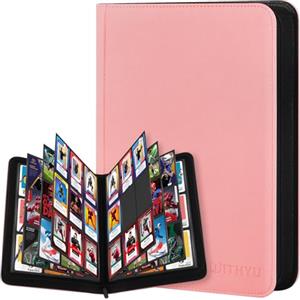 WITHYU Album da Collezione per Carte - 30 Pagine Capienza 540 Carte, Portacarte Impermeabile e Antiumido con Tasche a Inserimento Laterale per TCG/Gioco/Sportive, Design senza Anelli (Rosa)