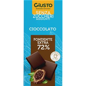 FARMAFOOD Giusto Tavoletta Extra Fondente 85 g - Senza Zuccheri Aggiunti, Fonte di Fibre