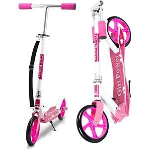 Jaxguom Monopattino per Bambini Cityroller Pieghevole Regolabile in 3 Altezze con Ruote Grandi e Cinturino per il Trasporto