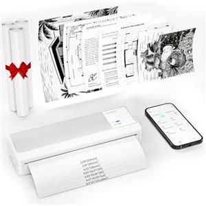 vretti P83 Stampante portatile A4 da viaggio, stampante termica A4 compatibile con Android e iOS, supporta carta termica A4 210 x 297 mm, per casa, ufficio, foto