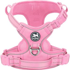 PoyPet Pettorina per Cani Nessuna Pull, Pettorina Riflettente per Cani senza Choke, Pettorina Regolabile, Morbidamente Imbottita con Maniglia Easy Control per Cani da Piccoli a Grandi (Rosa, L)