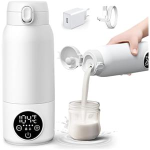 Anluomafuy Scaldabiberon Elettrico Portatile,Scalda Biberon Neonato Senza Fili 500ml, Scaldabiberon da Viaggio per Latte e Acqua, Riscaldamento Veloce, Temperatura Regolabile, Ricarica USB, Senza BPA