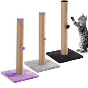 Leo Pet Tiragraffi Orlando Grigio 40x40x80H cm in Plush e Sisal - Ø10 cm