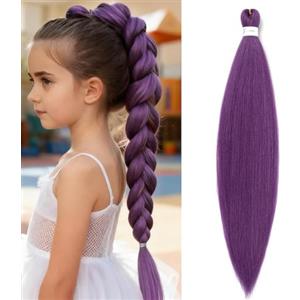ShowJarlly Capelli Per Treccine Africane 30 Pollici Extension Treccine Africane Pre-Stretched Braiding Hair 1 Pack Extension Capelli Yaki Texture Treccine Africane Extensions Lavender#