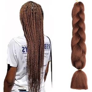 ShowJarlly Capelli per Treccine Africane Jumbo Treccia Capelli 24" Morbido Extension per Treccine Africane 1 Pack Treccine Africane Extension Capelli（33#/Castano Scuro#）