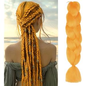 ShowJarlly Capelli per Treccine Africane Jumbo Treccia Capelli 24" Morbido Extension per Treccine Africane 1 Pack Treccine Africane Extension Capelli（Arancione#）
