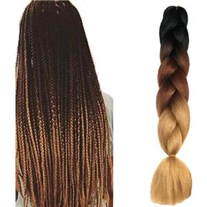 ShowJarlly Capelli per Treccine Africane Jumbo Treccia Capelli 24" Morbido Extension per Treccine Africane 1 Pack Treccine Africane Extension Capelli（Nero/Marrone Scuro/Marrone Chiaro#）