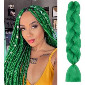 ShowJarlly Capelli per Treccine Africane Jumbo Treccia Capelli 24" Morbido Extension per Treccine Africane 1 Pack Treccine Africane Extension Capelli（Verde Scuro#）