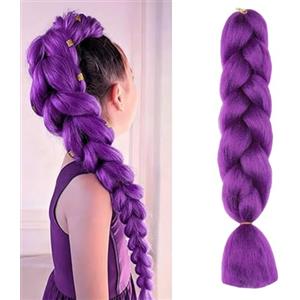 ShowJarlly Capelli per Treccine Africane Jumbo Treccia Capelli 24" Morbido Extension per Treccine Africane 1 Pack Treccine Africane Extension Capelli（Viola Scuro#）