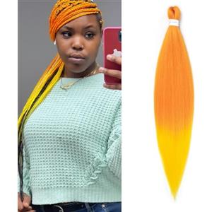 ShowJarlly Capelli Per Treccine Africane 30 Pollici Extension Treccine Africane Pre-Stretched Braiding Hair 1 Pack Extension Capelli Yaki Texture Treccine Africane Extensions Orange/Yellow#