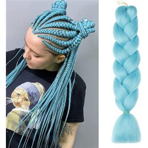 ShowJarlly Capelli per Treccine Africane Jumbo Treccia Capelli 24" Morbido Extension per Treccine Africane 1 Pack Treccine Africane Extension Capelli（Blu Acqua#）