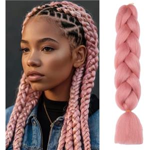 ShowJarlly Capelli per Treccine Africane Jumbo Treccia Capelli 24" Morbido Extension per Treccine Africane 1 Pack Treccine Africane Extension Capelli（Rosa#）