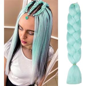 ShowJarlly Capelli per Treccine Africane Jumbo Treccia Capelli 24" Morbido Extension per Treccine Africane 1 Pack Treccine Africane Extension Capelli（Verde Chiaro#）