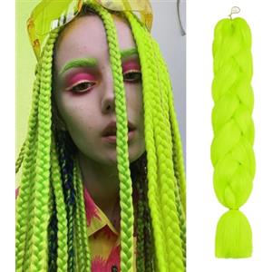 ShowJarlly Capelli per Treccine Africane Jumbo Treccia Capelli 24" Morbido Extension per Treccine Africane 1 Pack Treccine Africane Extension Capelli（Verde Giallastro#）
