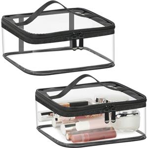 Aucuu Beauty Case Trasparente - 2 Pezzi Da Toilette Impermeabile, Borsa Cosmetici Portatile per Viaggio e Aereo
