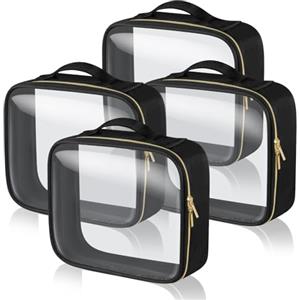 Aucuu Beauty Case da Viaggio Trasparente, 4 Pezzi Borse da Toilette Impermeabili, Borsa Cosmetici