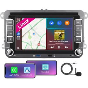 YELDHIZA Autoradio Linux 7 IPS Doppio Din, Wireless CarPlay/Android Auto, Ingr. Retrocamera, 3 Colori Regolabili, BT, SWC, Nav & Voc, per VW Golf 5/6, Passat, Jetta, Caddy, Polo, CC, Tiguan, EOS, Touran, T5